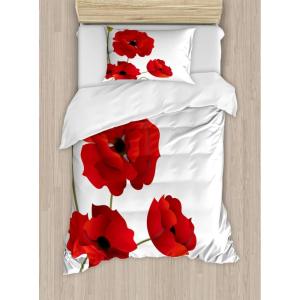 Ambesonne Christmas Duvet Cover Set, Merry Christmas Lettering on an Abstract Modern Snowflake Dot Pattern, Decorative 3 Piece Bedding Set with 2 Pillow Shams, King Size, Black Beige(Red Green)
