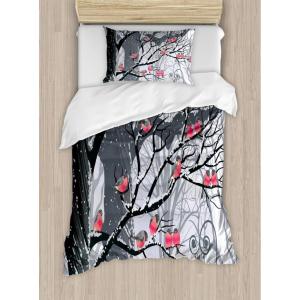 Ambesonne Christmas Duvet Cover Set, Merry Christmas Lettering on an Abstract Modern Snowflake Dot Pattern, Decorative 3 Piece Bedding Set with 2 Pillow Shams, King Size, Black Beige(Grey Coral)