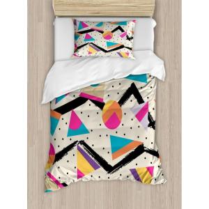 Ambesonne Christmas Duvet Cover Set, Merry Christmas Lettering on an Abstract Modern Snowflake Dot Pattern, Decorative 3 Piece Bedding Set with 2 Pillow Shams, King Size, Black Beige(Cream Pink)