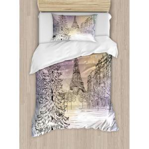 Ambesonne Christmas Duvet Cover Set, Vintage Merry Xmas Wreath Several Noel Yule and Ribbons Candles Bells Image, Decorative 3 Piece Bedding Set with 2 Pillow Shams, King Size, Red(Pink White)