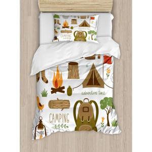 Ambesonne Christmas Duvet Cover Set, Vintage Merry Xmas Wreath Several Noel Yule and Ribbons Candles Bells Image, Decorative 3 Piece Bedding Set with 2 Pillow Shams, King Size, Red(White Khaki)