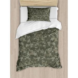 Ambesonne Christmas Duvet Cover Set, Vintage Merry Xmas Wreath Several Noel Yule and Ribbons Candles Bells Image, Decorative 3 Piece Bedding Set with 2 Pillow Shams, King Size, Red(Army Green Sage Green)