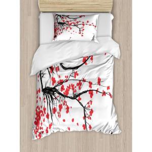 Ambesonne Christmas Duvet Cover Set, Vintage Merry Xmas Wreath Several Noel Yule and Ribbons Candles Bells Image, Decorative 3 Piece Bedding Set with 2 Pillow Shams, King Size, Red(Vermilion Grey and White)