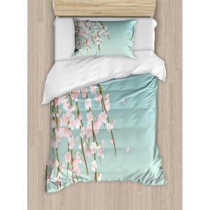 Ambesonne Christmas Duvet Cover Set, Vintage Merry Xmas Wreath Several Noel Yule and Ribbons Candles Bells Image, Decorative 3 Piece Bedding Set with 2 Pillow Shams, King Size, Red(Mint Pale Pink and Taupe)