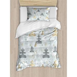 Ambesonne Christmas Duvet Cover Set, Vintage Merry Xmas Wreath Several Noel Yule and Ribbons Candles Bells Image, Decorative 3 Piece Bedding Set with 2 Pillow Shams, King Size, Red(Green Yellow)