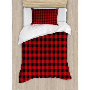Ambesonne Christmas Duvet Cover Set, Vintage Merry Xmas Wreath Several Noel Yule and Ribbons Candles Bells Image, Decorative 3 Piece Bedding Set with 2 Pillow Shams, King Size, Red(Orange Black)