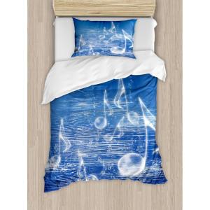 Ambesonne Christmas Duvet Cover Set, Watercolor Christmas Theme Fir Trees Abstract Silhouettes Illustration, Decorative 3 Piece Bedding Set with 2 Pillow Shams, Queen Size, Green Seafoam(Violet Blue)