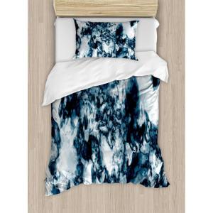 Ambesonne Christmas Duvet Cover Set, Watercolor Christmas Theme Fir Trees Abstract Silhouettes Illustration, Decorative 3 Piece Bedding Set with 2 Pillow Shams, Queen Size, Green Seafoam(Blue Pearl)