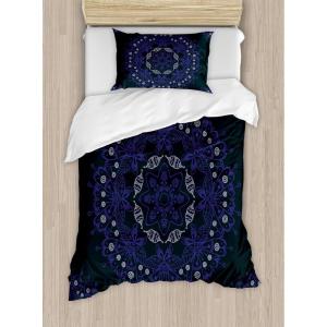 Ambesonne Christmas Duvet Cover Set, Watercolor Christmas Theme Fir Trees Abstract Silhouettes Illustration, Decorative 3 Piece Bedding Set with 2 Pillow Shams, Queen Size, Green Seafoam(Blue Coconut)
