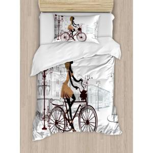 Ambesonne Christmas Duvet Cover Set, Watercolor Christmas Theme Fir Trees Abstract Silhouettes Illustration, Decorative 3 Piece Bedding Set with 2 Pillow Shams, Queen Size, Green Seafoam(Brown Chestnut Brown)