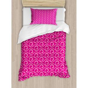 Ambesonne Christmas Duvet Cover Set, Watercolor Christmas Theme Fir Trees Abstract Silhouettes Illustration, Decorative 3 Piece Bedding Set with 2 Pillow Shams, Queen Size, Green Seafoam(Pink Pale Pink)
