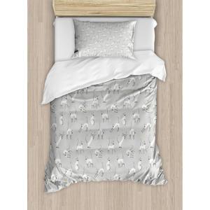 Ambesonne Christmas Duvet Cover Set, Watercolor Christmas Theme Fir Trees Abstract Silhouettes Illustration, Decorative 3 Piece Bedding Set with 2 Pillow Shams, Queen Size, Green Seafoam(Pale Grey)