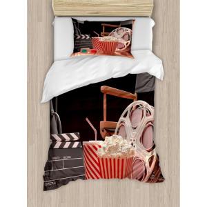 Ambesonne Christmas Duvet Cover Set, Watercolor Christmas Theme Fir Trees Abstract Silhouettes Illustration, Decorative 3 Piece Bedding Set with 2 Pillow Shams, Queen Size, Green Seafoam(Red Black)