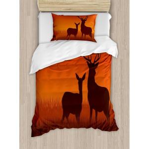 Ambesonne Christmas Duvet Cover Set, Watercolor Christmas Theme Fir Trees Abstract Silhouettes Illustration, Decorative 3 Piece Bedding Set with 2 Pillow Shams, Queen Size, Green Seafoam(Scarlet Brown)