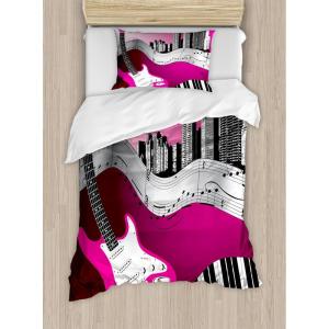 Ambesonne Christmas Duvet Cover Set, Watercolor Christmas Theme Fir Trees Abstract Silhouettes Illustration, Decorative 3 Piece Bedding Set with 2 Pillow Shams, Queen Size, Green Seafoam(Hot Pink Pale Grey Black)