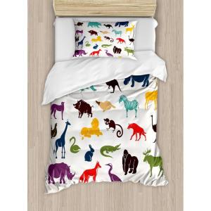 Ambesonne Christmas Duvet Cover Set, Watercolor Christmas Theme Fir Trees Abstract Silhouettes Illustration, Decorative 3 Piece Bedding Set with 2 Pillow Shams, Queen Size, Green Seafoam(Orange Seafoam)