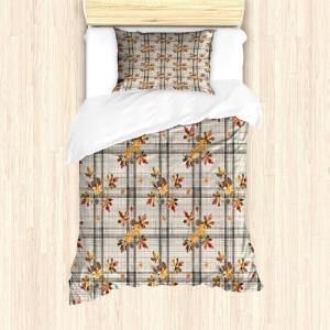 Ambesonne Christmas Duvet Cover Set, Watercolor Christmas Theme Fir Trees Abstract Silhouettes Illustration, Decorative 3 Piece Bedding Set with 2 Pillow Shams, Queen Size, Green Seafoam(Pale Grey Apricot Brown)