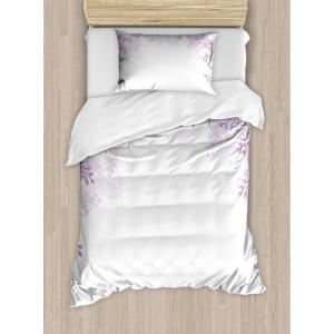 Ambesonne Christmas Duvet Cover Set, Watercolor Christmas Theme Fir Trees Abstract Silhouettes Illustration, Decorative 3 Piece Bedding Set with 2 Pillow Shams, Queen Size, Green Seafoam(Pale Mauve Lavender)