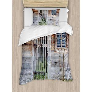 Ambesonne Christmas Duvet Cover Set, Watercolor Christmas Theme Fir Trees Abstract Silhouettes Illustration, Decorative 3 Piece Bedding Set with 2 Pillow Shams, Queen Size, Green Seafoam(Brown and Green)