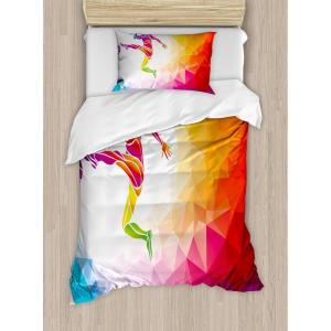 Ambesonne Christmas Duvet Cover Set, Watercolor Christmas Theme Fir Trees Abstract Silhouettes Illustration, Decorative 3 Piece Bedding Set with 2 Pillow Shams, Queen Size, Green Seafoam(Red Orange)