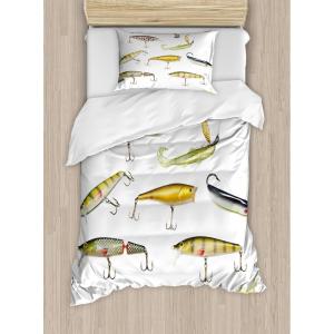 Ambesonne Christmas Duvet Cover Set, Watercolor Christmas Theme Fir Trees Abstract Silhouettes Illustration, Decorative 3 Piece Bedding Set with 2 Pillow Shams, Queen Size, Green Seafoam(White Yellow)