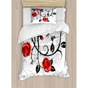 Ambesonne Christmas Duvet Cover Set, Watercolor Christmas Theme Fir Trees Abstract Silhouettes Illustration, Decorative 3 Piece Bedding Set with 2 Pillow Shams, Queen Size, Green Seafoam(Vermilion Black)