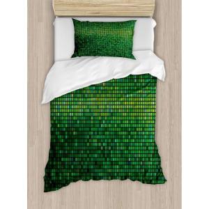Ambesonne Christmas Duvet Cover Set, Watercolor Christmas Theme Fir Trees Abstract Silhouettes Illustration, Decorative 3 Piece Bedding Set with 2 Pillow Shams, Queen Size, Green Seafoam(Emerald Green)