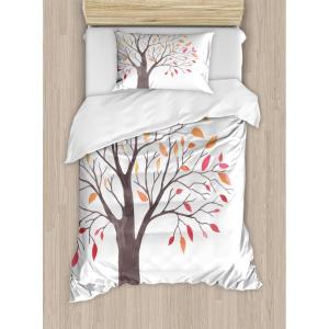 Ambesonne Christmas Duvet Cover Set, Xmas Baubles on Snow with Snowflakes Ice Holiday Humanitarian Artwork Illustration, Decorative 3 Piece Bedding Set with 2 Pillow Shams, Queen Size, White Red(Coral Yellow)