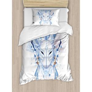 Ambesonne Christmas Duvet Cover Set, Xmas Baubles on Snow with Snowflakes Ice Holiday Humanitarian Artwork Illustration, Decorative 3 Piece Bedding Set with 2 Pillow Shams, Queen Size, White Red(Pale Blue White Beige)