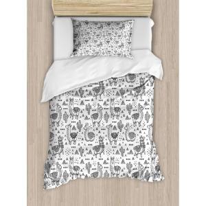 Ambesonne Christmas Duvet Cover Set, Xmas Baubles on Snow with Snowflakes Ice Holiday Humanitarian Artwork Illustration, Decorative 3 Piece Bedding Set with 2 Pillow Shams, Queen Size, White Red(Soft Grey Black)