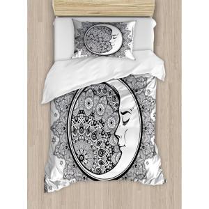 Ambesonne Christmas Duvet Cover Set, Xmas Baubles on Snow with Snowflakes Ice Holiday Humanitarian Artwork Illustration, Decorative 3 Piece Bedding Set with 2 Pillow Shams, Queen Size, White Red(Navy White)