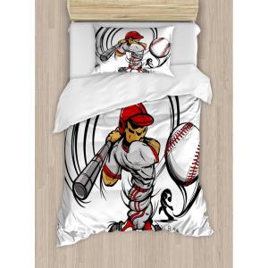 Ambesonne Christmas Duvet Cover Set, Xmas Baubles on Snow with Snowflakes Ice Holiday Humanitarian Artwork Illustration, Decorative 3 Piece Bedding Set with 2 Pillow Shams, Queen Size, White Red(Grey Red White)