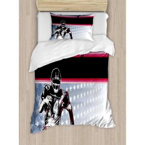 Ambesonne Christmas Duvet Cover Set, Xmas Baubles on Snow with Snowflakes Ice Holiday Humanitarian Artwork Illustration, Decorative 3 Piece Bedding Set with 2 Pillow Shams, Queen Size, White Red(Blue Red)