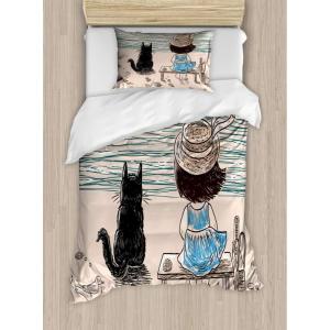 Ambesonne Christmas Duvet Cover Set, Xmas Baubles on Snow with Snowflakes Ice Holiday Humanitarian Artwork Illustration, Decorative 3 Piece Bedding Set with 2 Pillow Shams, Queen Size, White Red(Tan Black)