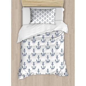 Ambesonne Christmas Duvet Cover Set, Xmas Baubles on Snow with Snowflakes Ice Holiday Humanitarian Artwork Illustration, Decorative 3 Piece Bedding Set with 2 Pillow Shams, Queen Size, White Red(Blue White)