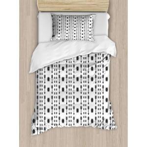 Ambesonne Christmas Duvet Cover Set, Xmas Baubles on Snow with Snowflakes Ice Holiday Humanitarian Artwork Illustration, Decorative 3 Piece Bedding Set with 2 Pillow Shams, Queen Size, White Red(Dark Black)