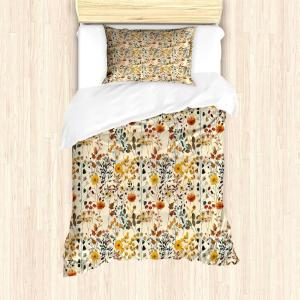 Ambesonne Christmas Duvet Cover Set, Xmas Baubles on Snow with Snowflakes Ice Holiday Humanitarian Artwork Illustration, Decorative 3 Piece Bedding Set with 2 Pillow Shams, Queen Size, White Red(Amber Paprika and Slate Blue)