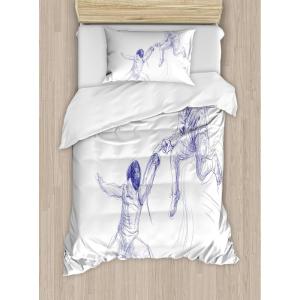 Ambesonne Christmas Duvet Cover Set, Xmas Baubles on Snow with Snowflakes Ice Holiday Humanitarian Artwork Illustration, Decorative 3 Piece Bedding Set with 2 Pillow Shams, Queen Size, White Red(Violet Blue)
