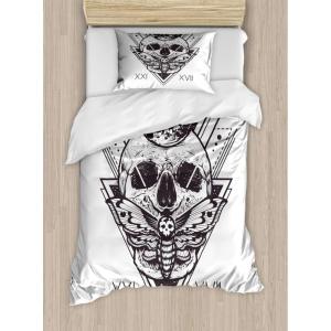 Ambesonne Christmas Duvet Cover Set, Xmas Baubles on Snow with Snowflakes Ice Holiday Humanitarian Artwork Illustration, Decorative 3 Piece Bedding Set with 2 Pillow Shams, Queen Size, White Red(Pale Grey Black)