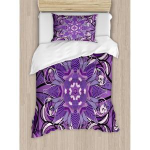 Ambesonne Christmas Duvet Cover Set, Xmas Baubles on Snow with Snowflakes Ice Holiday Humanitarian Artwork Illustration, Decorative 3 Piece Bedding Set with 2 Pillow Shams, Queen Size, White Red(Lavender Violet)