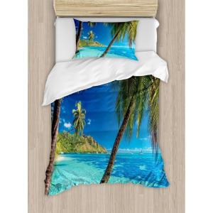 Ambesonne Christmas Duvet Cover Set, Xmas Baubles on Snow with Snowflakes Ice Holiday Humanitarian Artwork Illustration, Decorative 3 Piece Bedding Set with 2 Pillow Shams, Queen Size, White Red(Blue Turquoise)