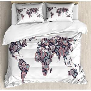 Ambesonne Christmas Duvet Cover Set, Xmas Baubles on Snow with Snowflakes Ice Holiday Humanitarian Artwork Illustration, Decorative 3 Piece Bedding Set with 2 Pillow Shams, Queen Size, White Red(Plum Coral Turquoise)
