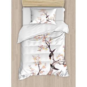Ambesonne Christmas Duvet Cover Set, Xmas Baubles on Snow with Snowflakes Ice Holiday Humanitarian Artwork Illustration, Decorative 3 Piece Bedding Set with 2 Pillow Shams, Queen Size, White Red(Pale Yellow Brown)