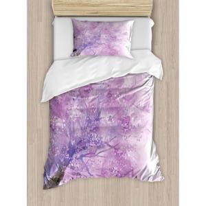 Ambesonne Christmas Duvet Cover Set, Xmas Baubles on Snow with Snowflakes Ice Holiday Humanitarian Artwork Illustration, Decorative 3 Piece Bedding Set with 2 Pillow Shams, Queen Size, White Red(Purple Lavender)
