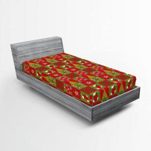 Ambesonne Christmas Fitted Sheet, Snowman with Santa Hat in The Garden with a Gift Box and Candle Cartoon Image, Soft Decorative Fabric Bedding All-Round Elastic Pocket, Twin Size, White Brown(Olive Green White)