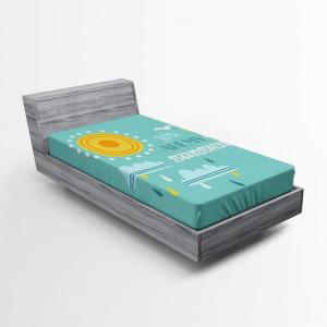 Ambesonne Christmas Fitted Sheet, Xmas Elements Candies Snowman Fir Sweets Celebration Theme, Bed Cover with All-Round Elastic Deep Pocket for Comfort, Twin XL Size, Orange White(Baby Blue)