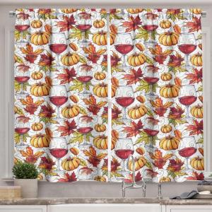 Ambesonne Christmas Kitchen Curtains, Modern Abstract Pine Trees Xmas Theme Dotted Background Print, Window Drapes 2 Panel Set Kitchen Cafe Decor, 55″ x 39″, Beige est Green and Coral(Pale Maroon Apricot and Green)