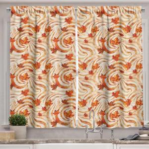 Ambesonne Christmas Kitchen Curtains, Modern Abstract Pine Trees Xmas Theme Dotted Background Print, Window Drapes 2 Panel Set Kitchen Cafe Decor, 55″ x 39″, Beige est Green and Coral(Ginger Marigold and Beige)