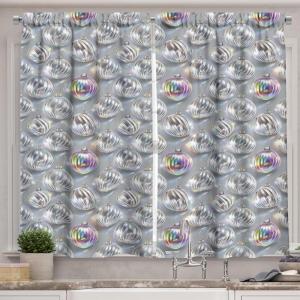 Ambesonne Christmas Kitchen Curtains, Modern Abstract Pine Trees Xmas Theme Dotted Background Print, Window Drapes 2 Panel Set Kitchen Cafe Decor, 55″ x 39″, Beige est Green and Coral(Pale Grey White and Pink)