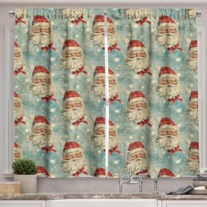 Ambesonne Christmas Kitchen Curtains, Modern Abstract Pine Trees Xmas Theme Dotted Background Print, Window Drapes 2 Panel Set Kitchen Cafe Decor, 55″ x 39″, Beige est Green and Coral(Dark Pink Pale Blue)